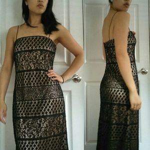 Beaded black lace gown